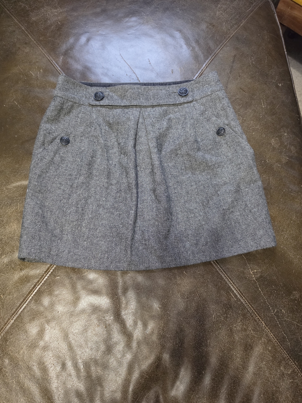 Banana Republic Grey Herringbone Pleated Mini Skirt 4